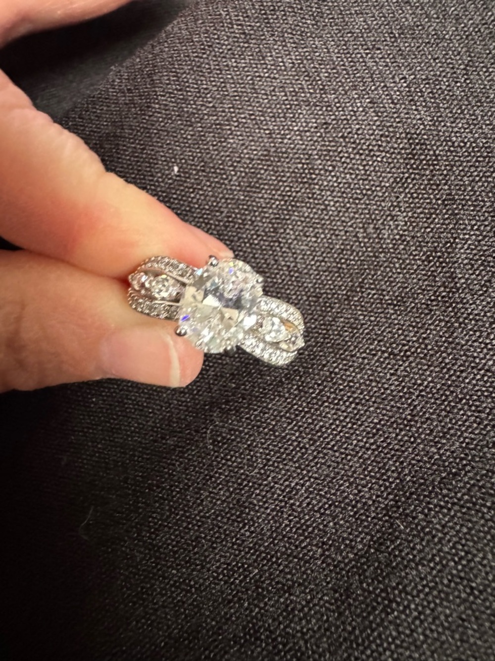 Fashion Jewelry Silver-Tone Clear Crystal Statement Ring